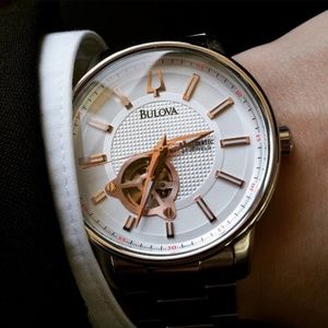 BULOVA Men’s Rose Gold Mechanical Stainless Steel Men's Watch 96A143